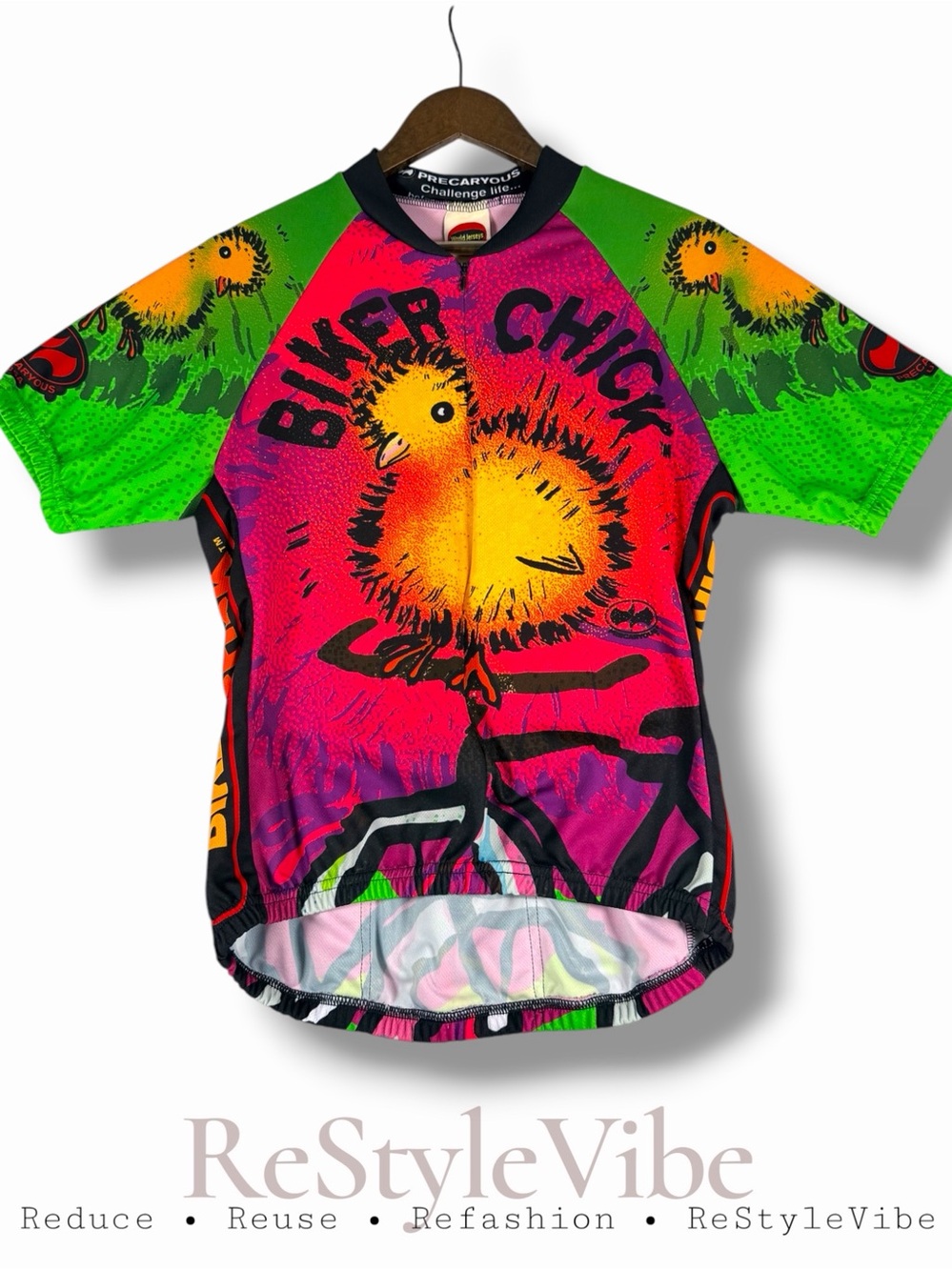 WORLD JERSEYS Women’s Size L Shirt Biking Jersey Stretch Biker Chick Graphic